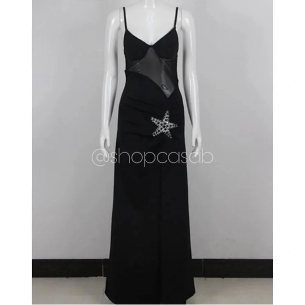 NEW! to CASA B💫|Starfish Embellished Glamorous Mesh Bustier High Slit Maxi Gown - Picture 5 of 13